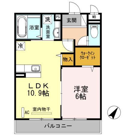 ウェールス久地(1LDK/3階)の間取り写真