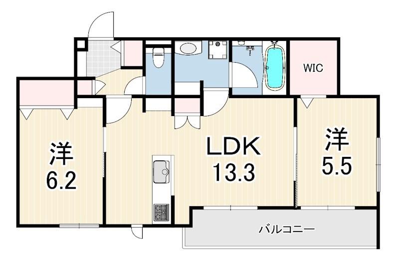 尼崎市塚口本町2丁目ヘーベルメゾン(2LDK/2階)の間取り写真