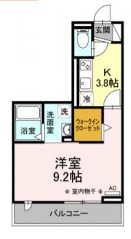 D-HILLS山下(1K/2階)の間取り写真