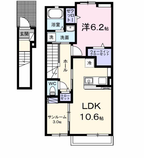 メゾン未来(1LDK/2階)の間取り写真