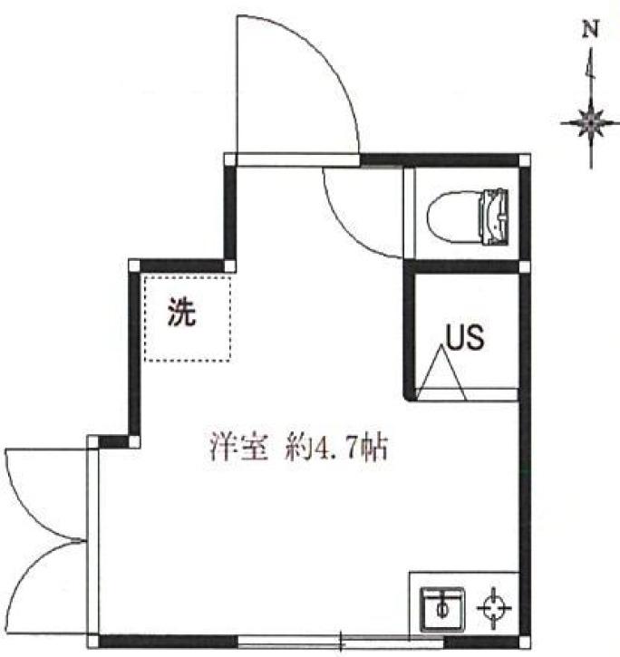 ビクタス高田馬場(ワンルーム/1階)の間取り写真