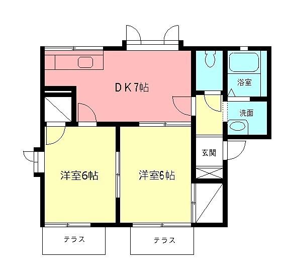 パストラルハイムA(2DK/1階)の間取り写真