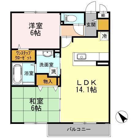 サンフラワー千里王子(2LDK/1階)の間取り写真