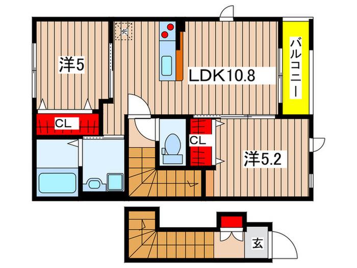 シエスタ深川(2LDK/2階)の間取り写真