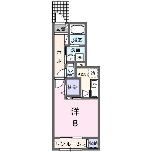 サンリベール(1K/1階)の間取り写真