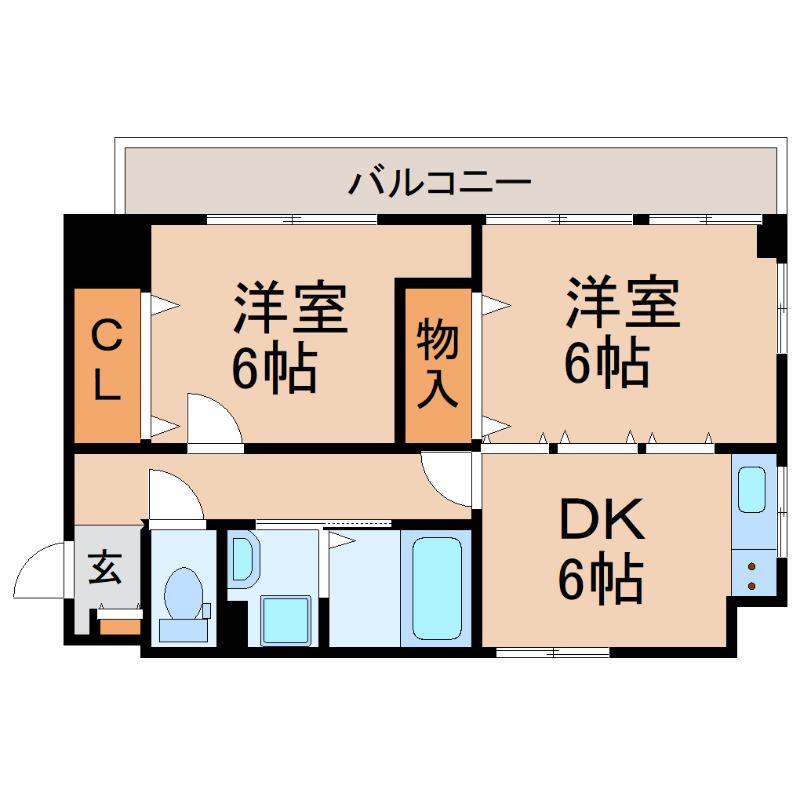 フラミニアコートI(2DK/1階)の間取り写真