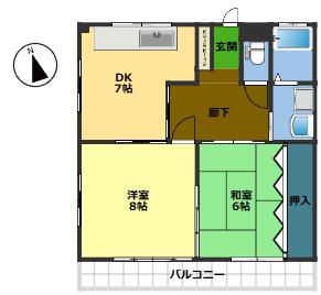 稲生マンション(2DK/2階)の間取り写真