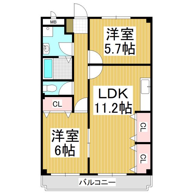ニューマリッチ愛(2LDK/3階)の間取り写真