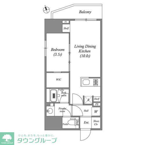ディームス上野(1LDK/5階)の間取り写真