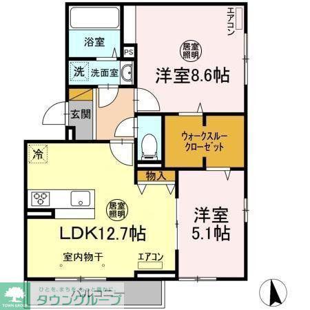 ウィステリア(2LDK/2階)の間取り写真