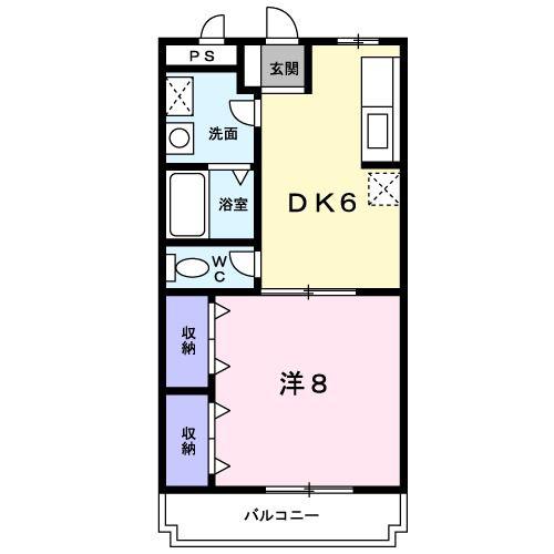 ローフィールド(1DK/4階)の間取り写真