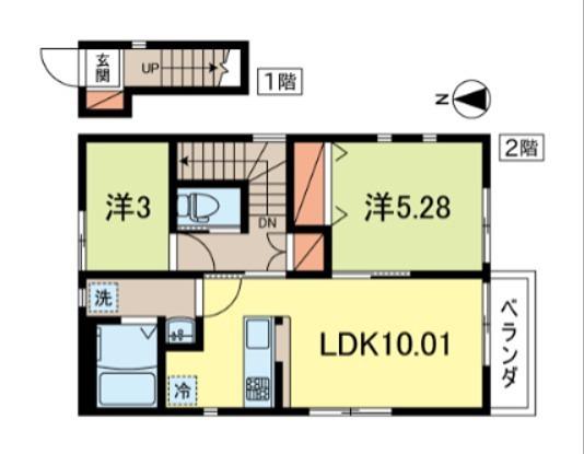 K&65287S(2LDK/1階)の間取り写真