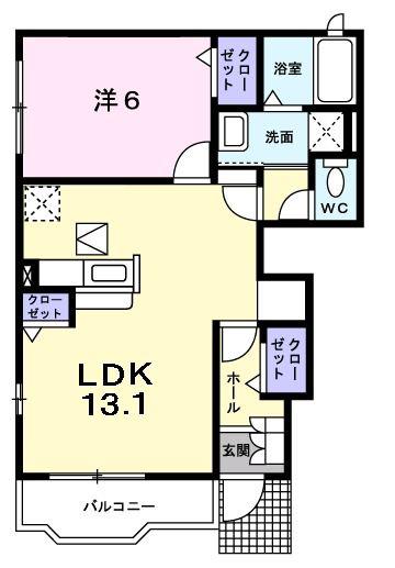 アンジュ(1LDK/1階)の間取り写真