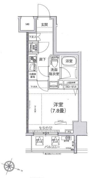アイル赤羽サウス(1K/4階)の間取り写真