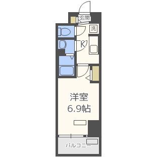 プレサンス阿波座駅前(1K/2階)の間取り写真