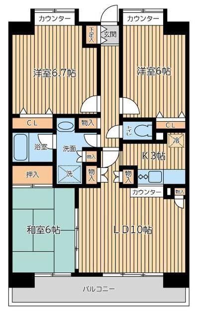 CITY SPIRE西葛西(2SLDK/3階)の間取り写真