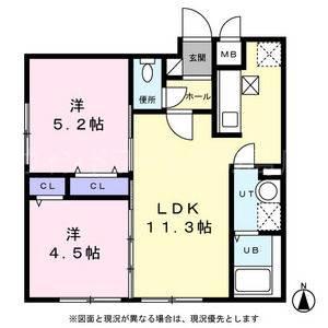 ステラ中の島(2LDK/3階)の間取り写真