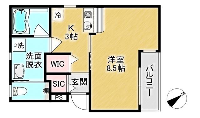 BLANC EST (1K/1階)の間取り写真