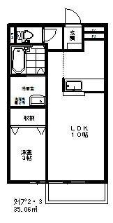 グリーンプラント(1LDK/1階)の間取り写真