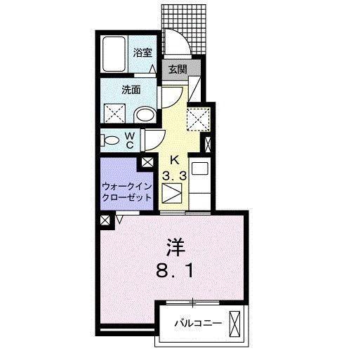 グラシアスM(1K/1階)の間取り写真
