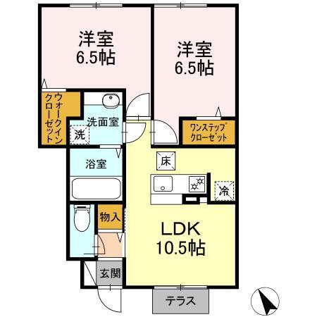 グランド ソレイユ D(2LDK/1階)の間取り写真