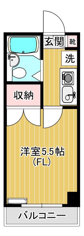 リバーサイド久地(1K/2階)の間取り写真