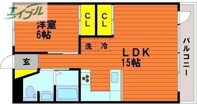 第一アルバマンション(1LDK/1階)の間取り写真