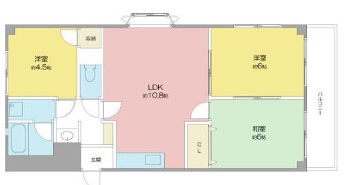 アラカワハイツ(3LDK/3階)の間取り写真