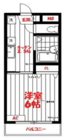 イーストシティタワーズ(1K/1階)の間取り写真