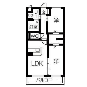 アイティーオーレジデンス東旭が丘(2LDK/1階)の間取り写真