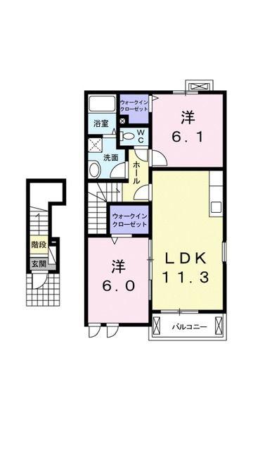 ル シエル III(2LDK/2階)の間取り写真