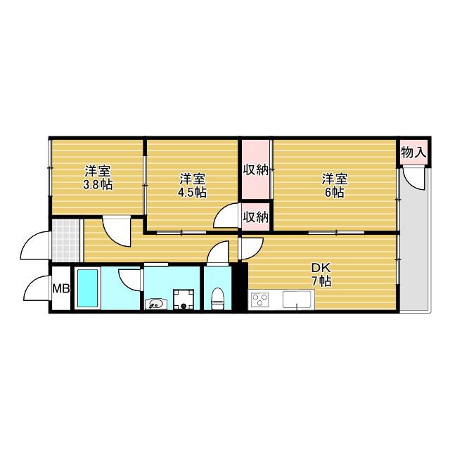 第2尾形マンション(3DK/1階)の間取り写真