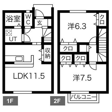 BLISS美原(2LDK/1階)の間取り写真