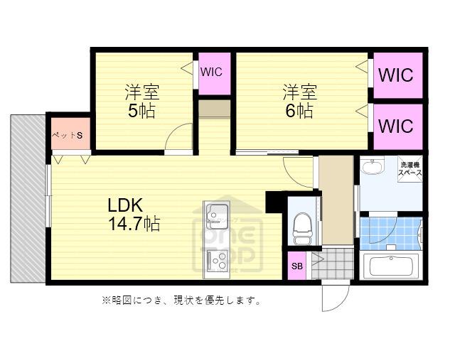 リエゾン奥雲城(2LDK/3階)の間取り写真