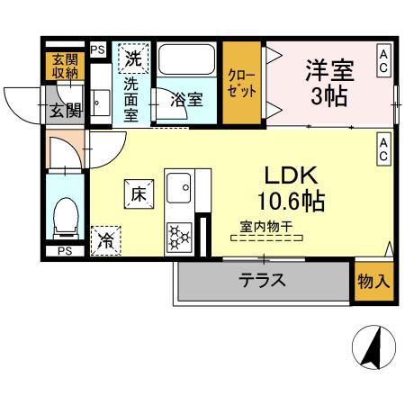 ブルマーレ湘南台(1LDK/1階)の間取り写真
