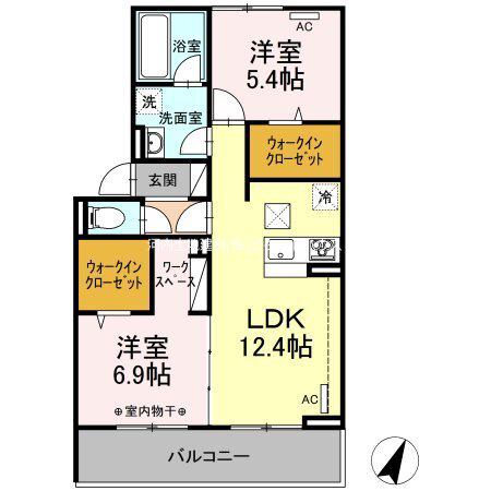 エルタウン D(2LDK/3階)の間取り写真