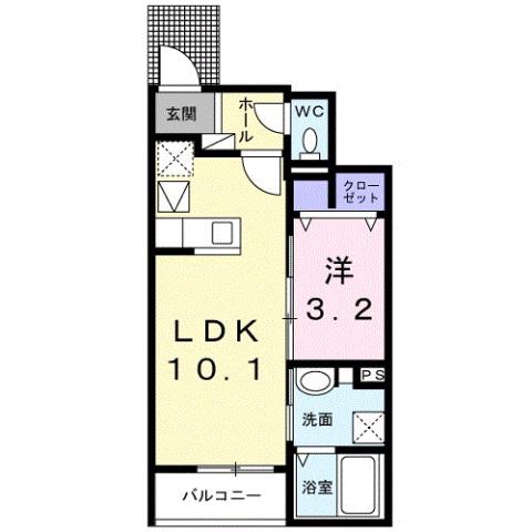 ボヌール・アイ(1LDK/1階)の間取り写真