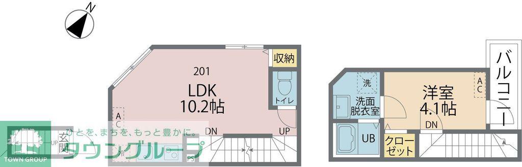 カインドネス南雪谷II(1LDK/2階)の間取り写真