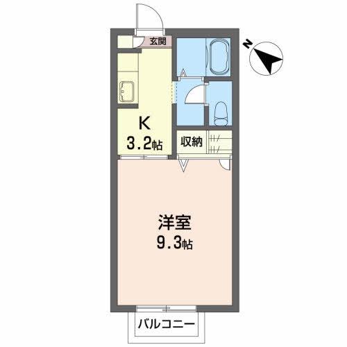 M・Kヴィレッジ(1K/1階)の間取り写真