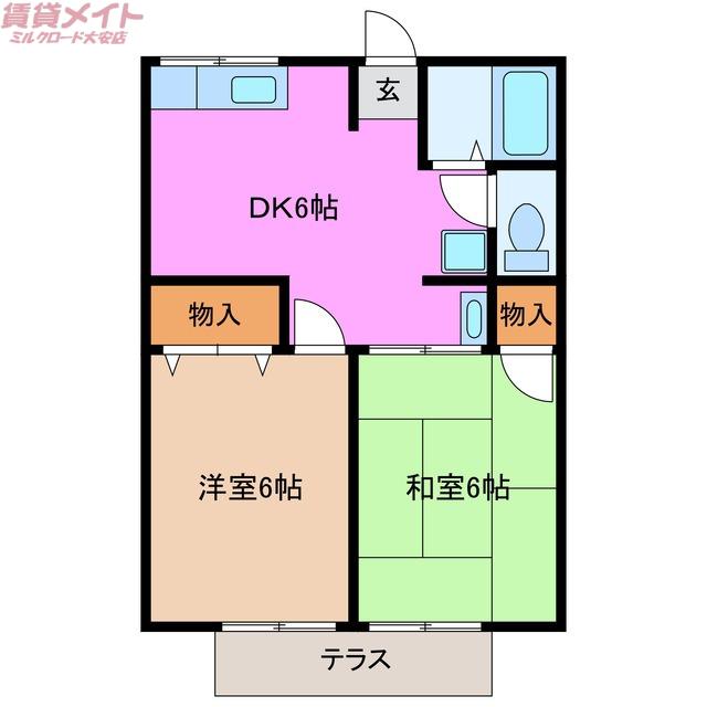 サングリーン(2DK/1階)の間取り写真