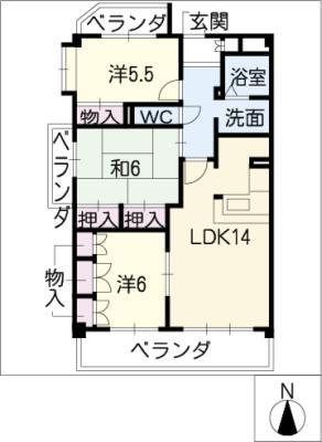 アネックス城山(3LDK/4階)の間取り写真