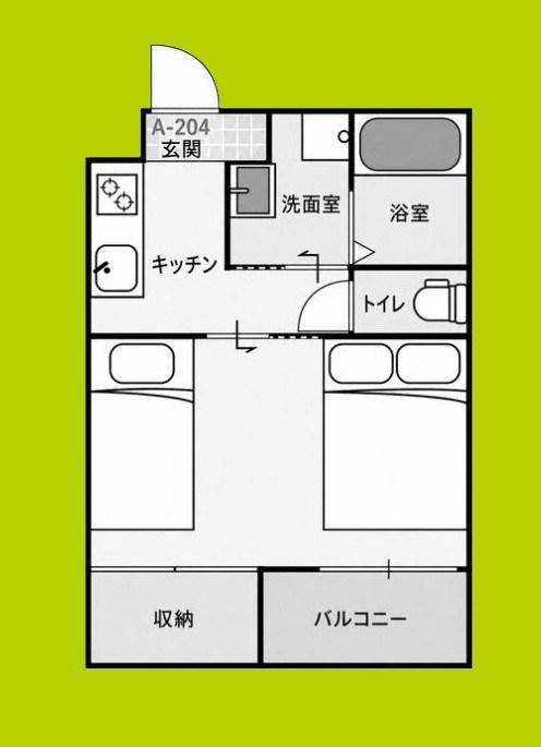 SUN生A号棟(1DK/2階)の間取り写真