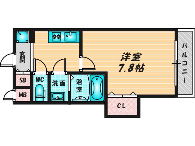 LUXE布施南(1K/7階)の間取り写真