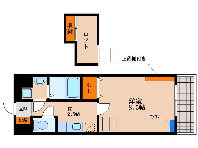シャンヴィルI番館(1K/3階)の間取り写真