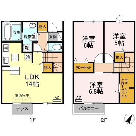 ルナ セジュール A棟(3LDK/1階)の間取り写真
