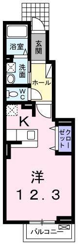 ストリームパル(ワンルーム/1階)の間取り写真