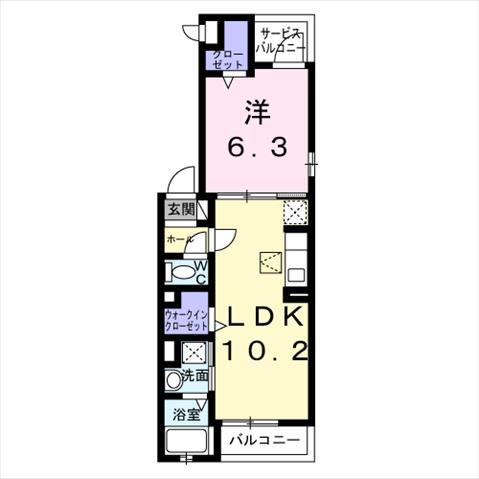 テラック中央林間(1LDK/1階)の間取り写真