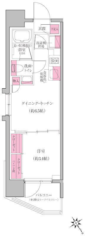 レジディア門前仲町プレイス(1DK/9階)の間取り写真