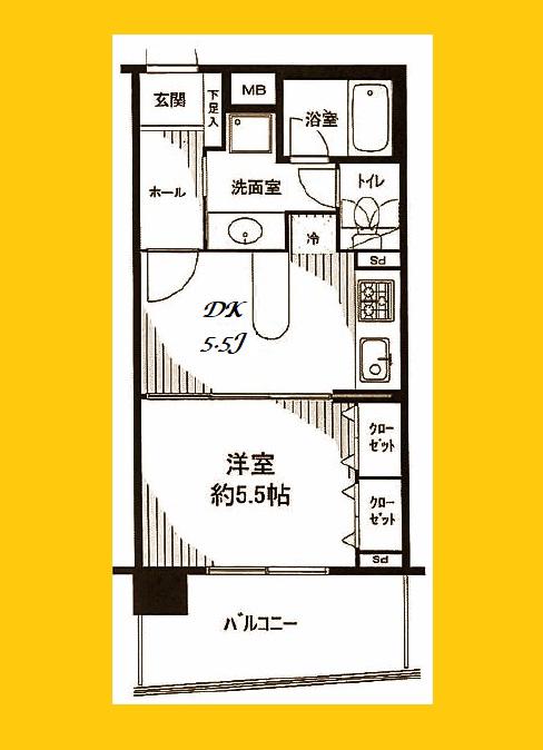 R.K PLAZA 新横浜II(1DK/11階)の間取り写真