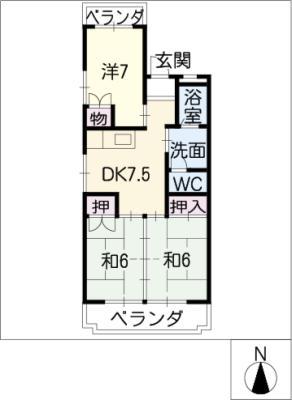 レジデンス南谷(3DK/1階)の間取り写真